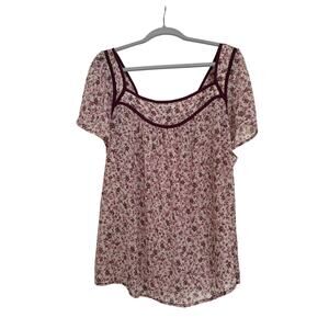 Torrid Crinkle Chiffon Flutter Sleeve Top Ditsy Floral Pattern Size 1